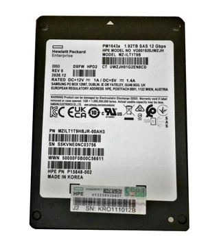 Samsung PM1643a MZILT1T9HBJR-00AH3 SSD 1.92 TB SAS 12Gb/s HPE OEM Refurbished