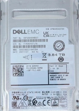Kioxia SDFUS84DHB02T 3.84TB SAS 24Gbps 512e 2.5inch PM6-R Series SSD Brand New Dell OEM