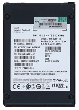 SAMSUNG MZ-XL56T40 6.4TB NVMe MU Sff U.3 Ssd Hpe Oem